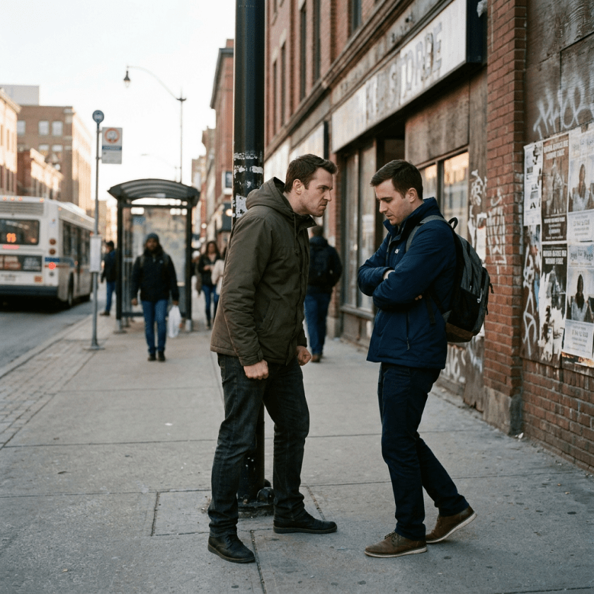 Subtle pre-assault body language in urban setting