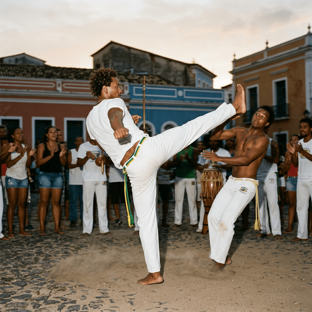 Deceptive capoeira kick with unexpected angle