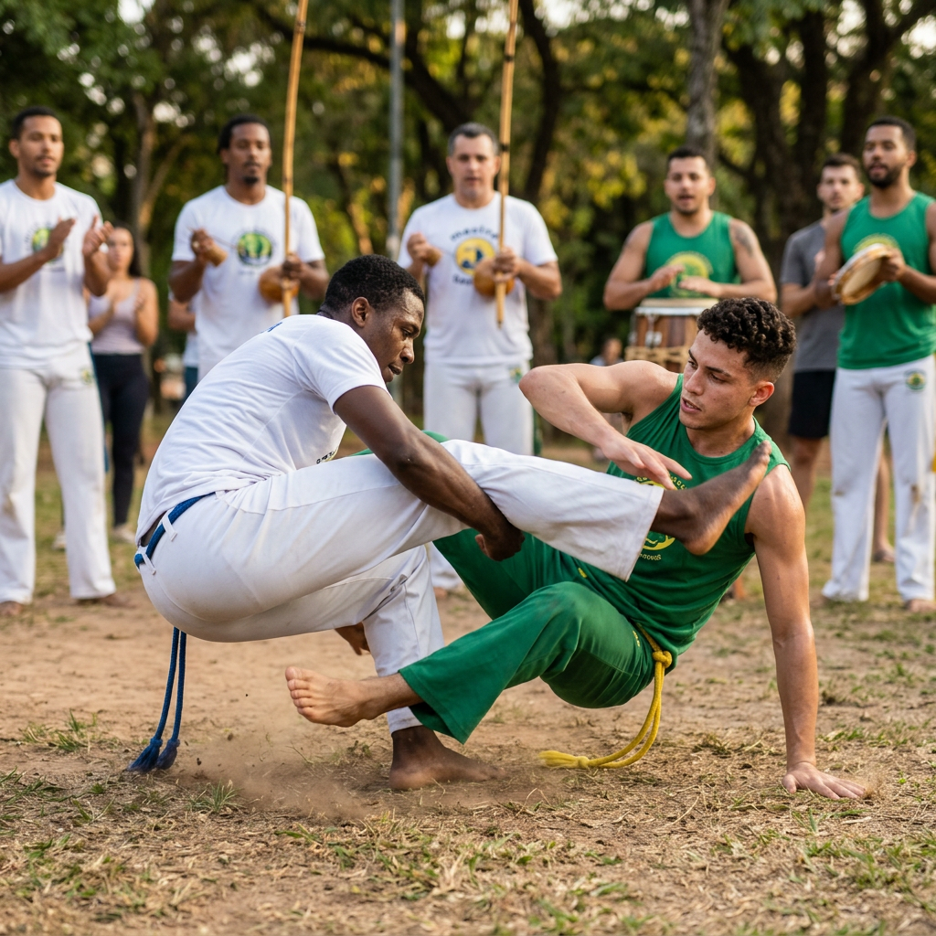 Capoeira ground reversal and tactical get-up