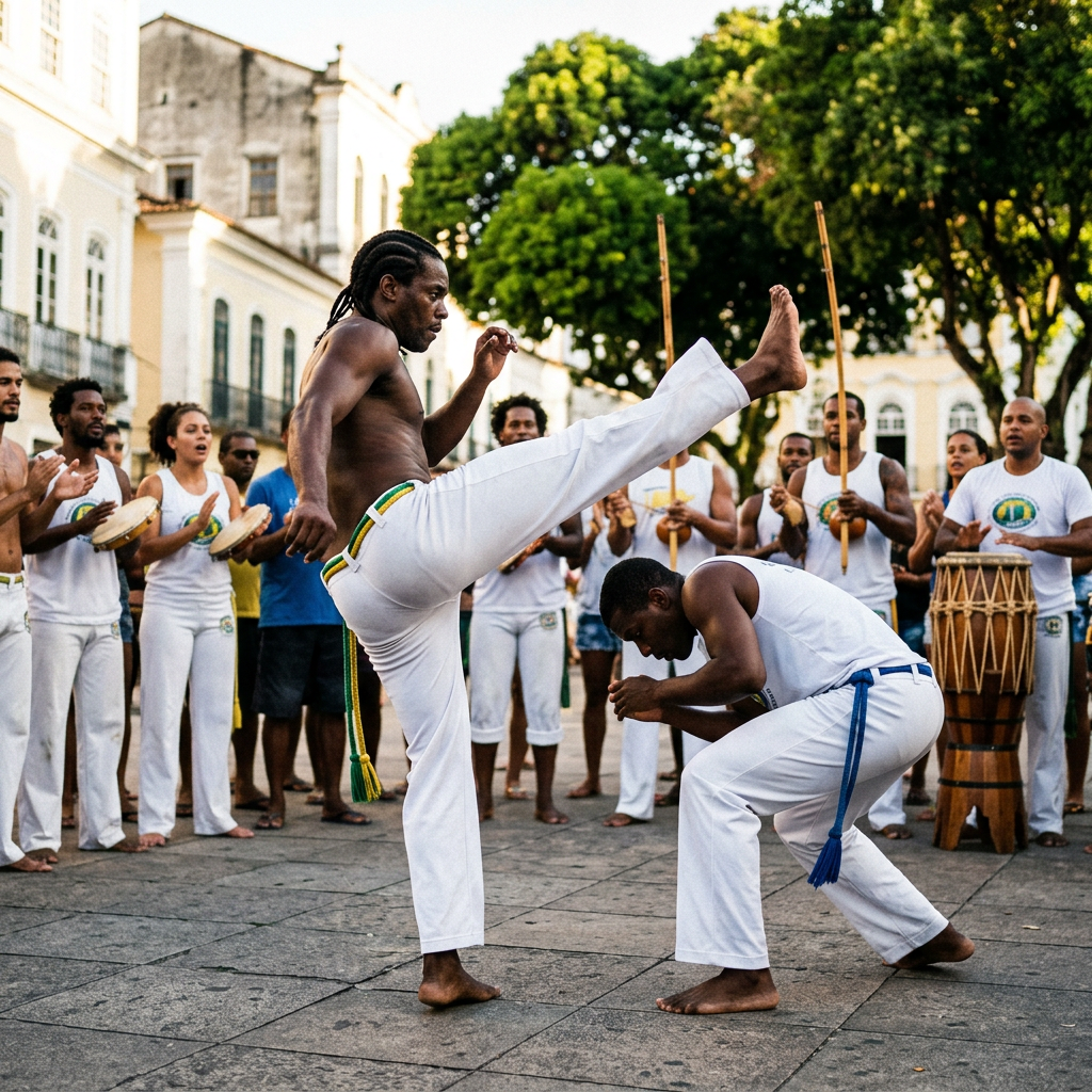 Illustrate concept of targeting empty space in capoeira